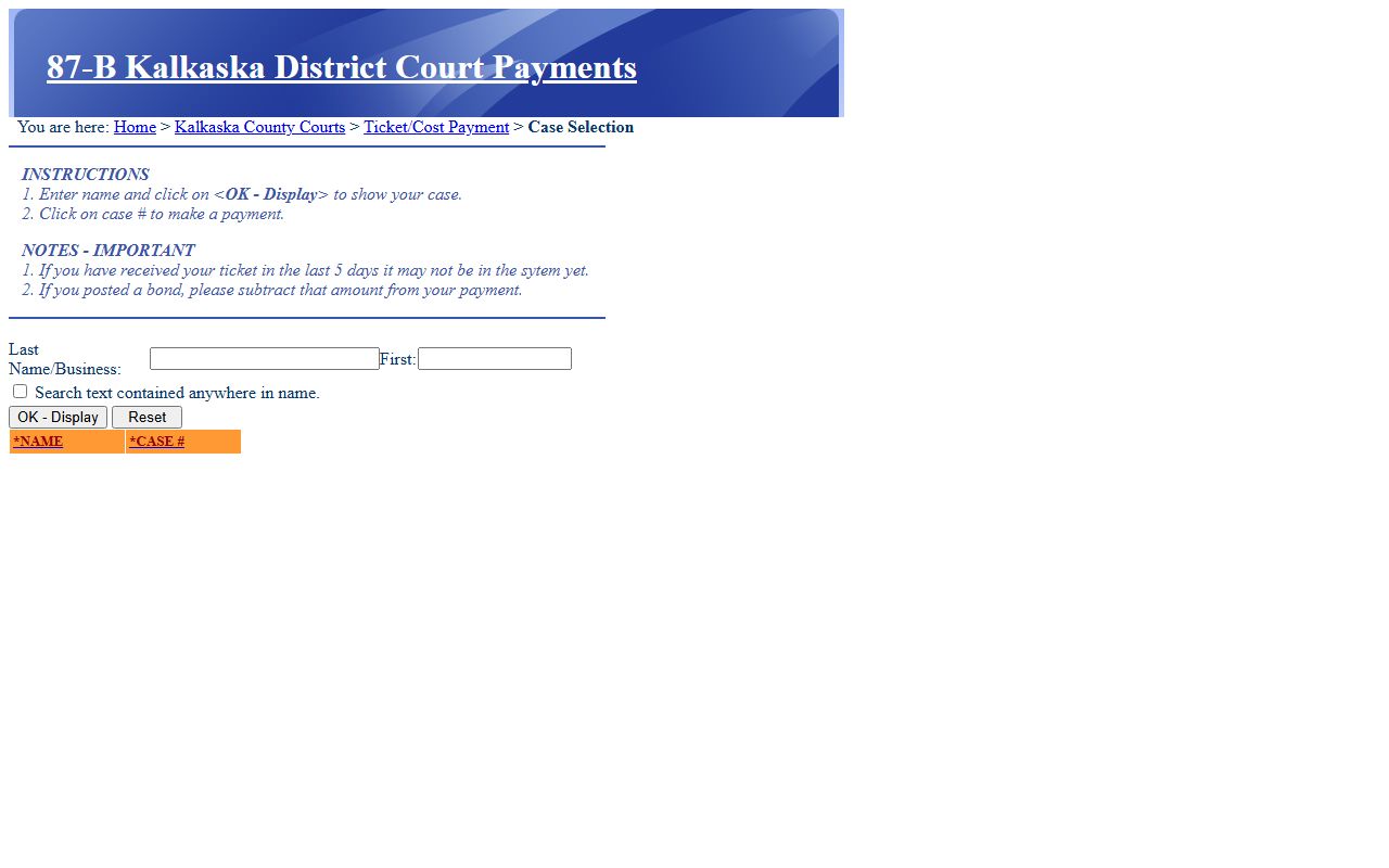 Kalkaska County court records after arrest 46th Circuit case payment lookup