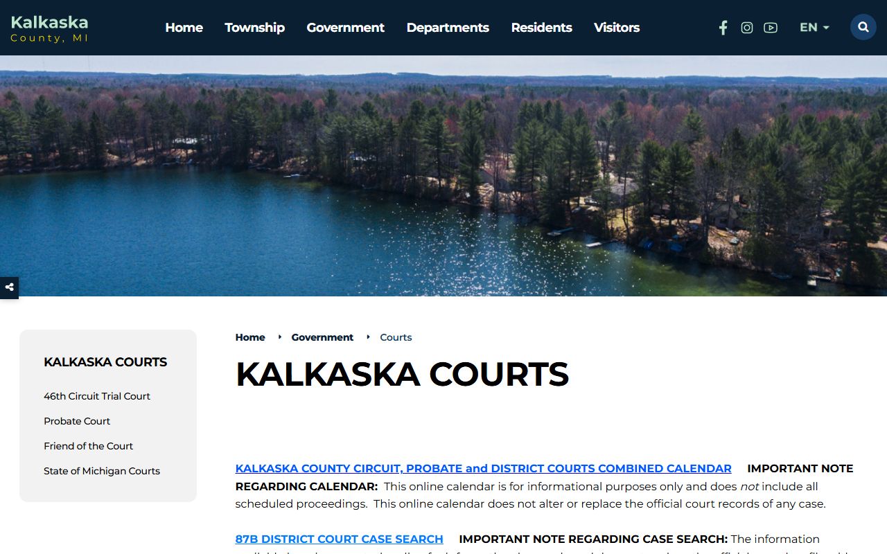 Kalkaska County court records after jail arrest county courts page